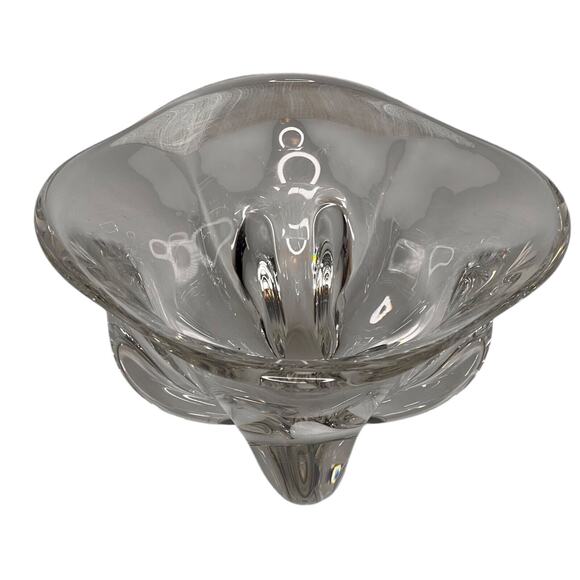 Vintage MCM Swedish Style Crystal Candy Dish Bowl Classic Cross Foot Design - Picture 5 of 12